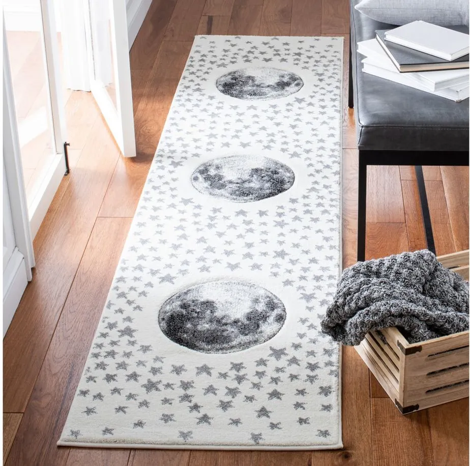 Carousel Earth Kids Runner Rug in Ivory & Gray by Safavieh