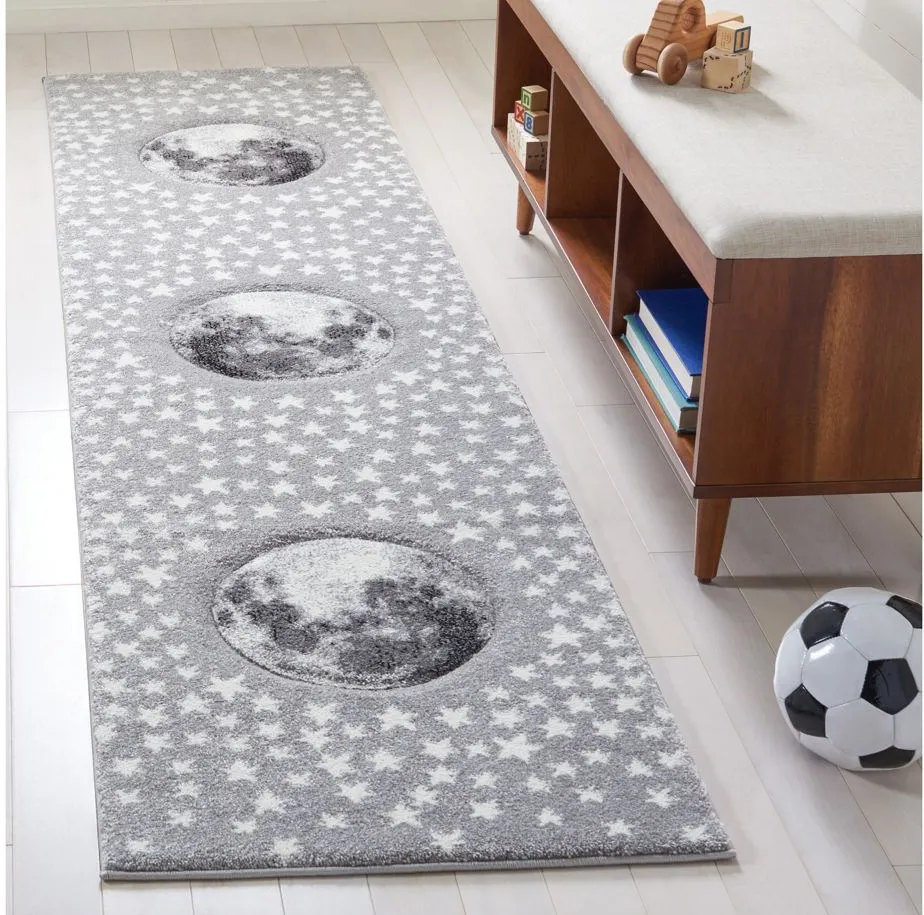 Carousel Earth Kids Runner Rug in Light Gray & White by Safavieh