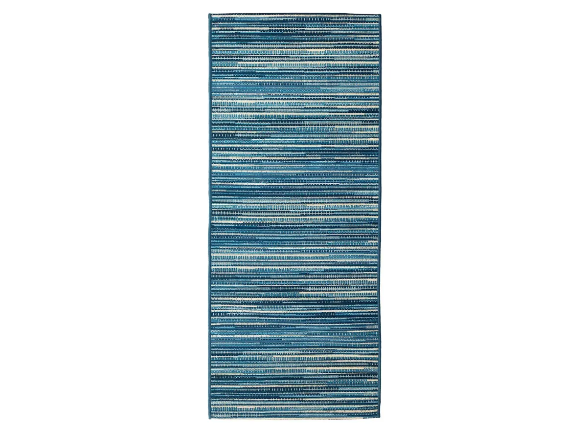 Liora Manne Marina Stripes Indoor/Outdoor Area Rug in China Blue by Trans-Ocean Import Co Inc