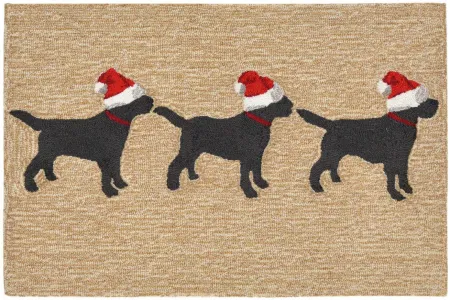 Frontporch 3 Dogs Christmas Indoor/Outdoor Area Rug in Neutral by Trans-Ocean Import Co Inc