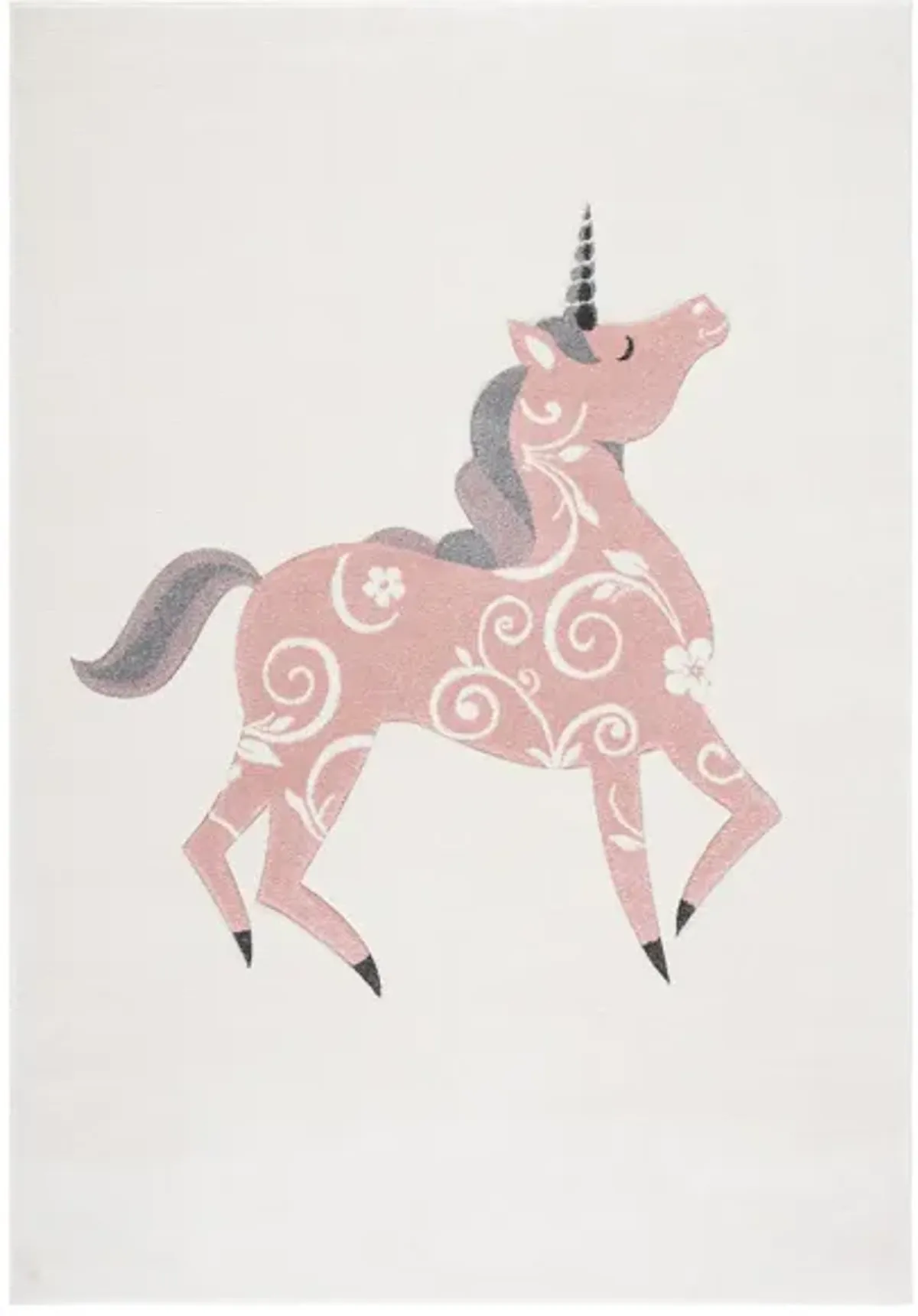 Carousel Unicorn Kids Area Rug in Ivory & Pink by Safavieh