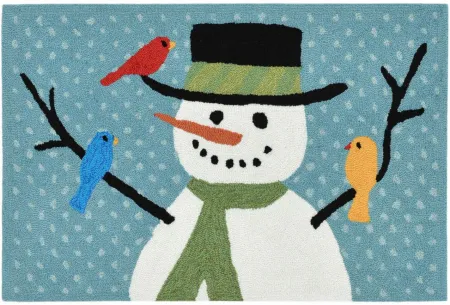 Frontporch Snowman And Friends Indoor/Outdoor Area Rug in Blue by Trans-Ocean Import Co Inc