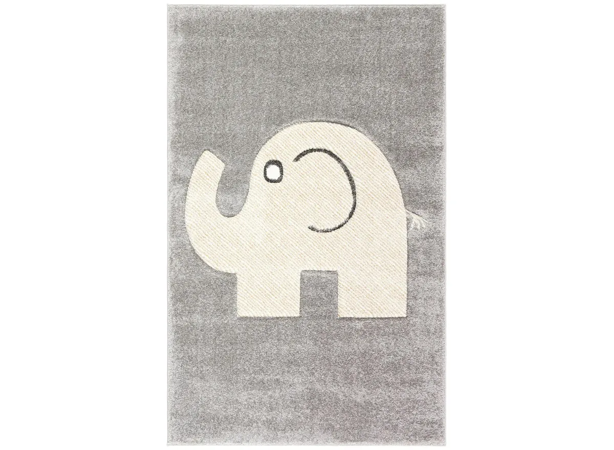 Carousel Baby Elephant Kids Area Rug in Gray & Ivory by Safavieh