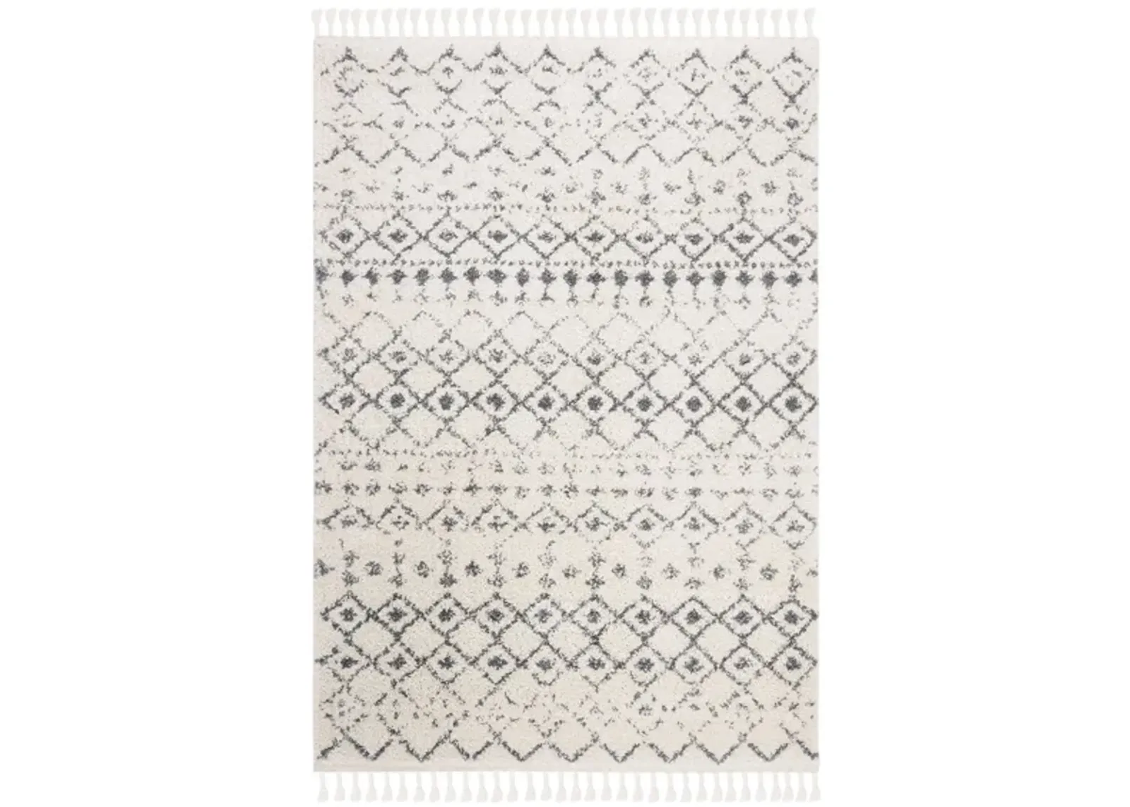 Berber Fringe Shag Area Rug in Cream/DarkGrey by Safavieh