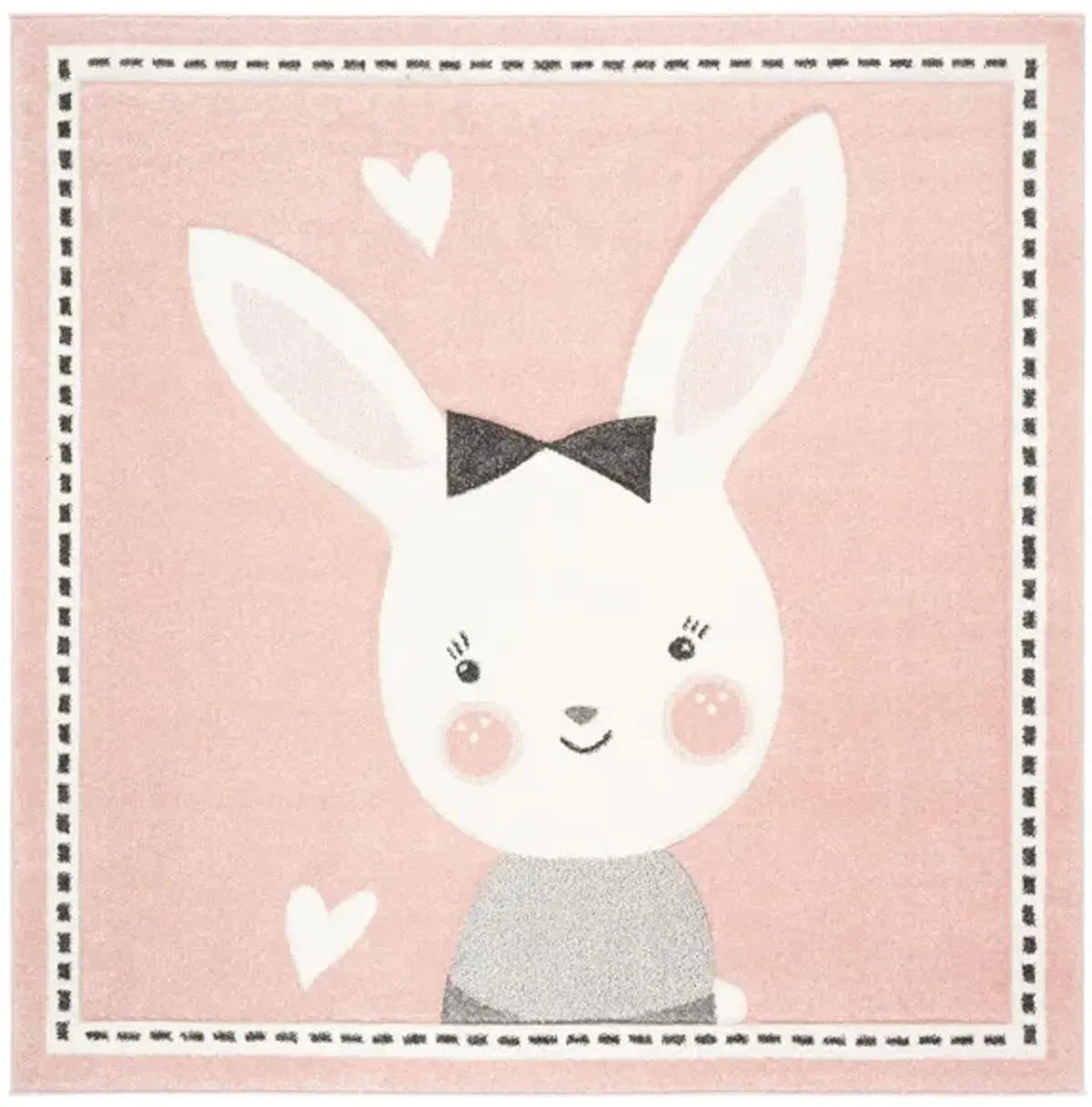 Carousel Bunny Kids Area Rug in Pink & Ivory by Safavieh