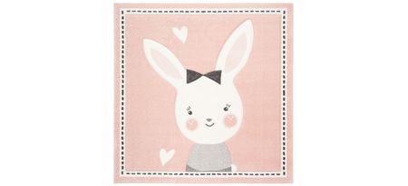 Carousel Bunny Kids Area Rug in Pink & Ivory by Safavieh