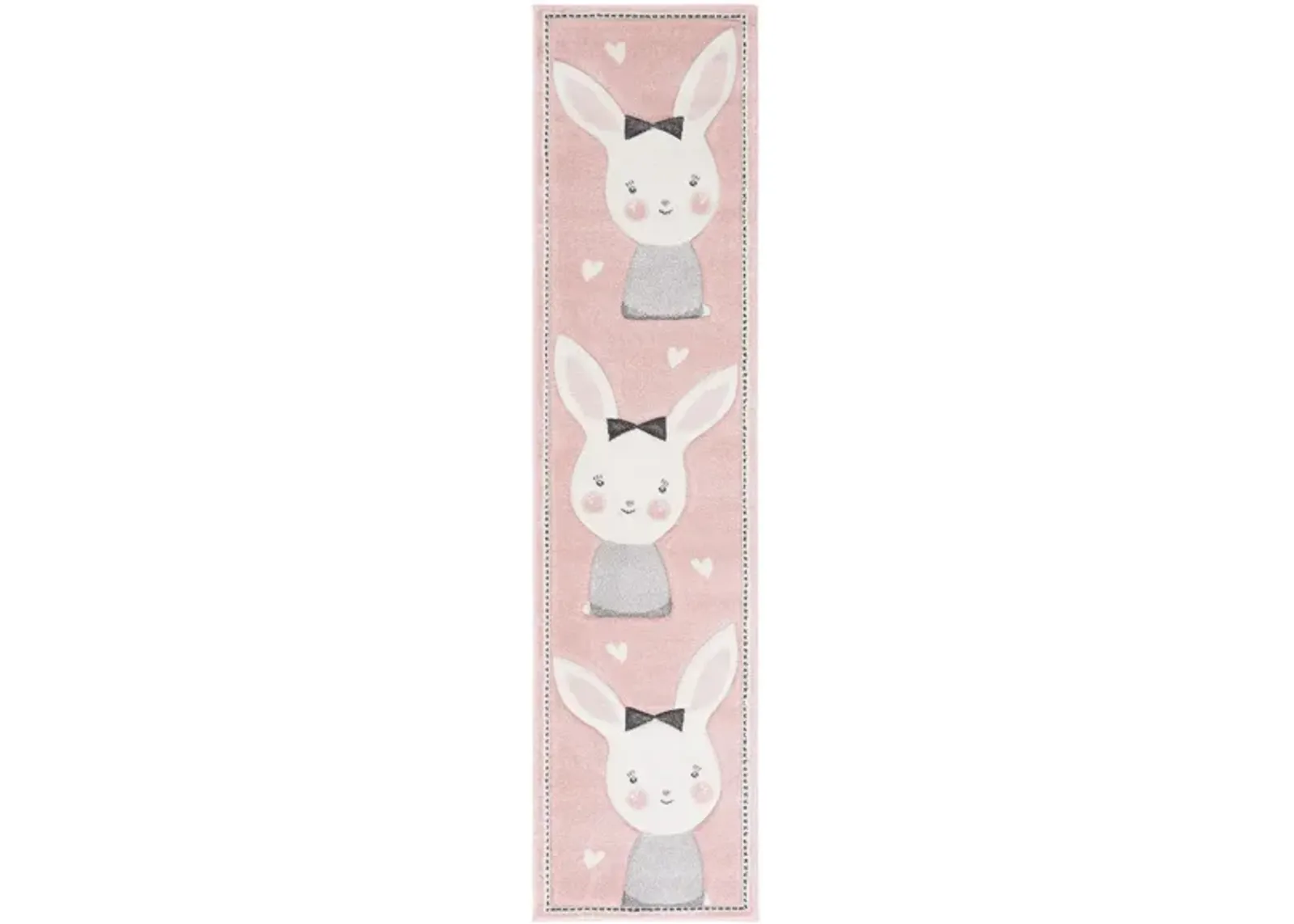 Carousel Bunny Kids Runner Rug in Pink & Ivory by Safavieh