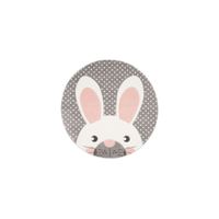 Carousel Rabbit Kids Area Rug Round in Pink & Gray by Safavieh