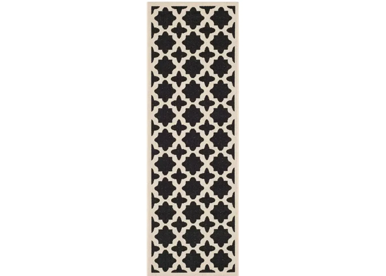 Courtyard Tile Indoor/Outdoor Runner Rug in Black & Beige by Safavieh