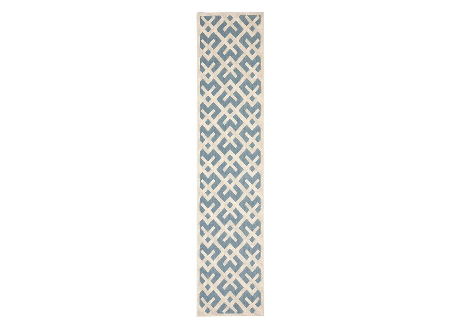 Courtyard Crossing Indoor/Outdoor Runner Rug in Blue & Bone by Safavieh