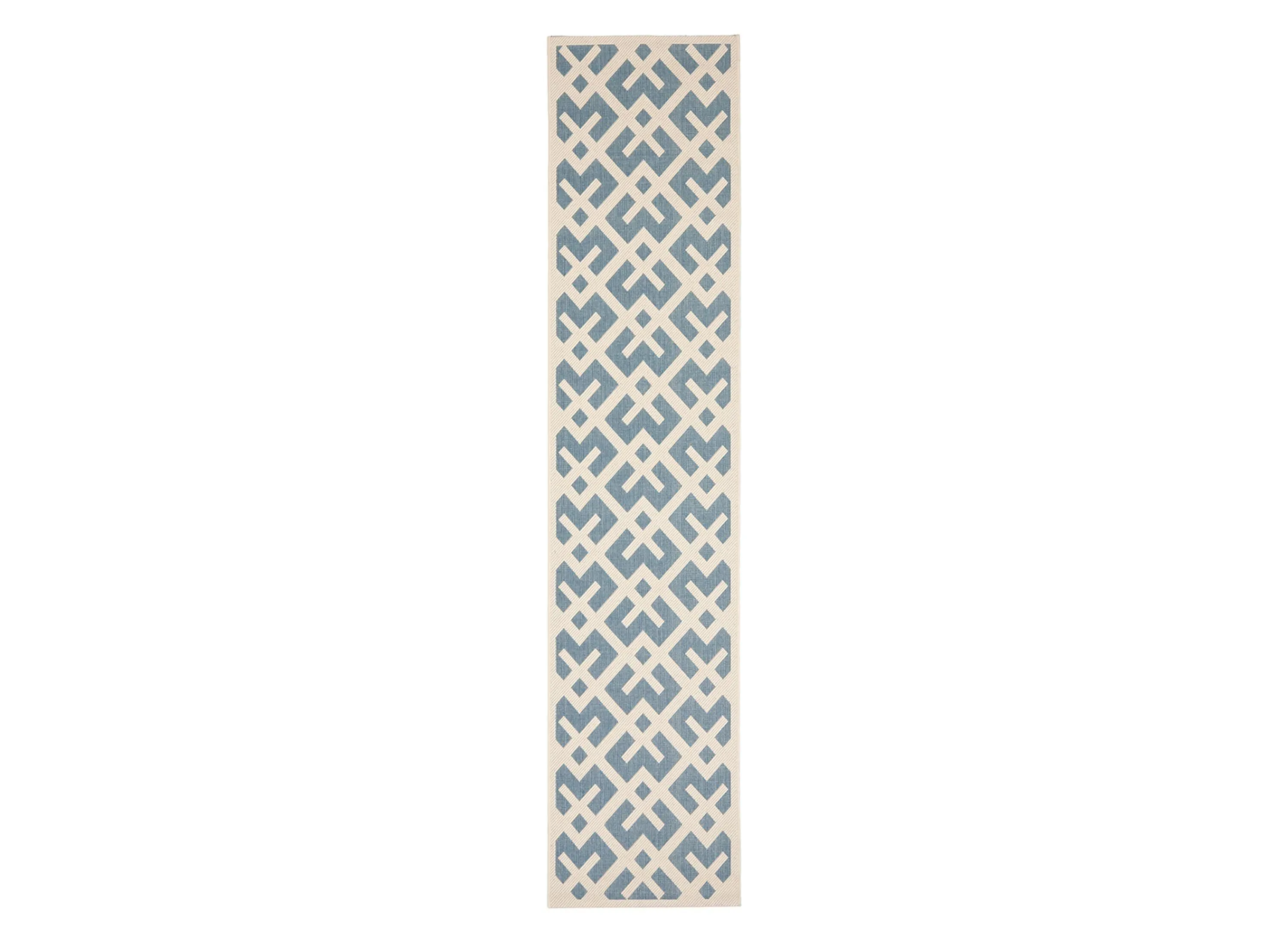 Courtyard Crossing Indoor/Outdoor Runner Rug in Blue & Bone by Safavieh