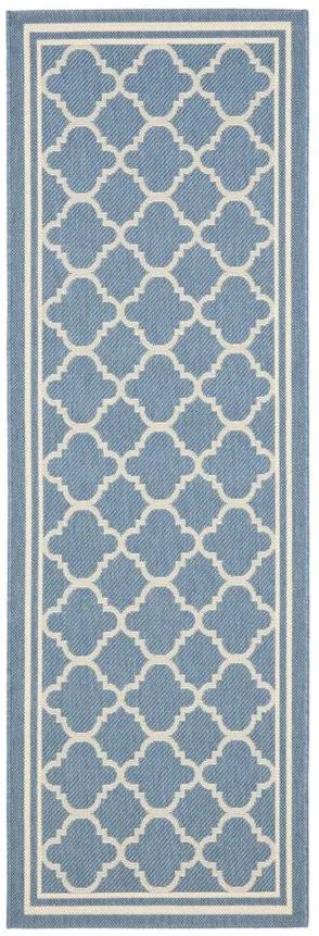 Courtyard Pathway Indoor/Outdoor Runner Rug in Blue & Beige by Safavieh