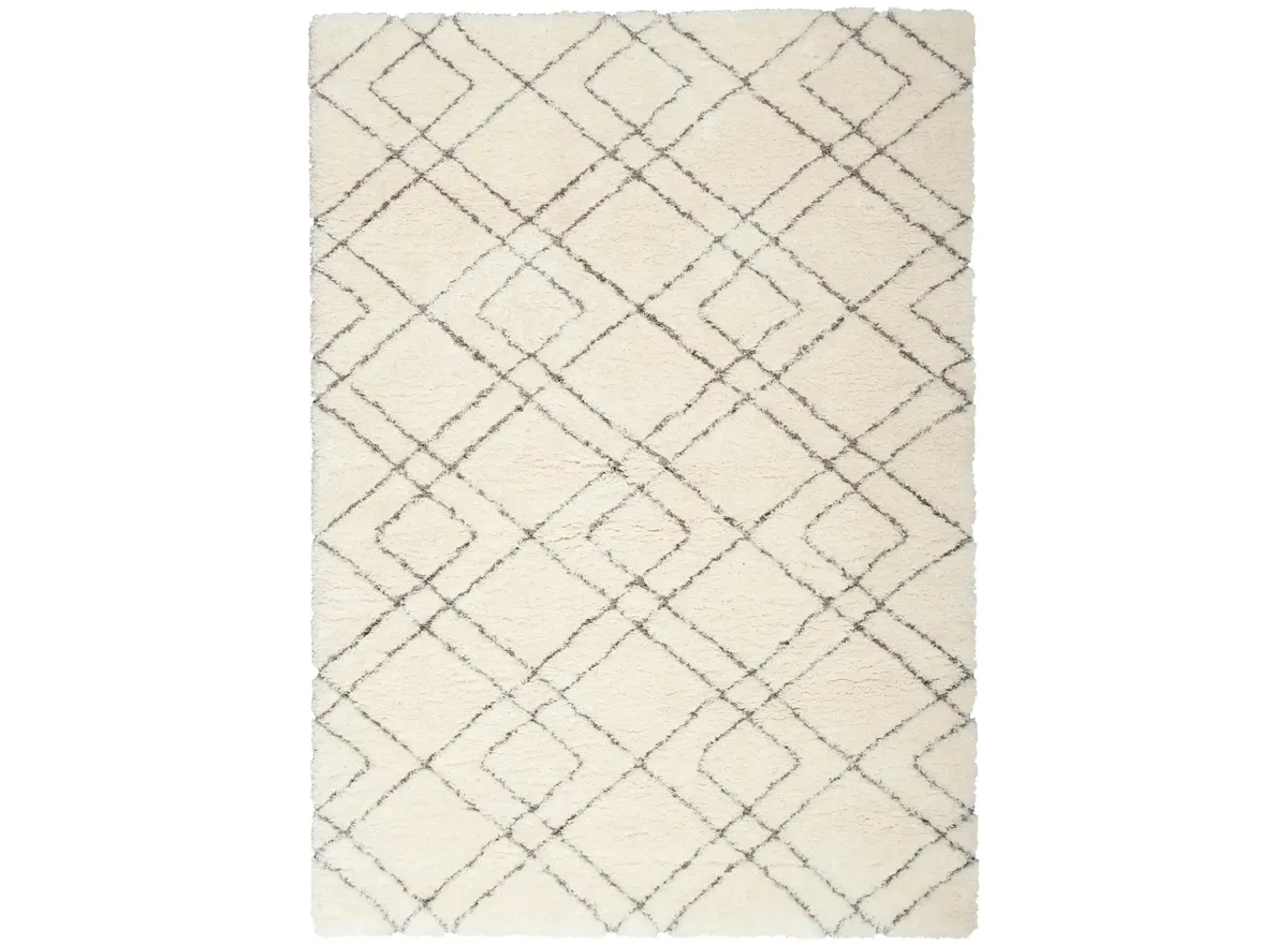 Lucullan Shag Area Rug in Ivory by Nourison