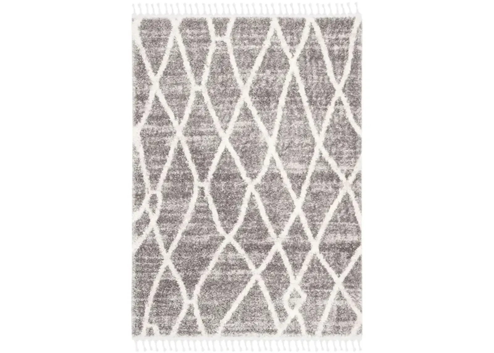 Berber Fringe Shag Area Rug in Grey/Cream by Safavieh