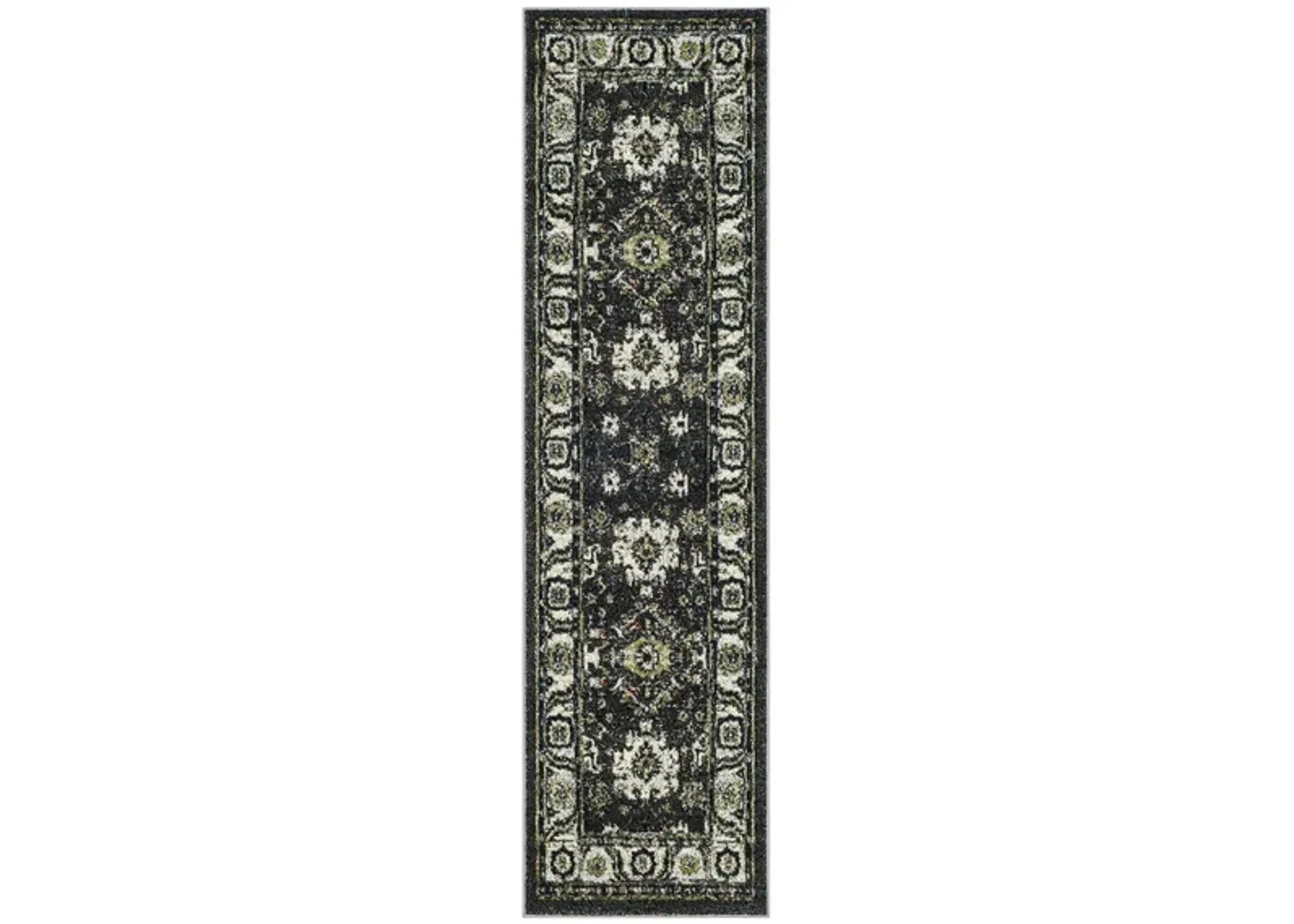 Avicenna Dark Grey Runner Rug in Dark Grey & Ivory by Safavieh