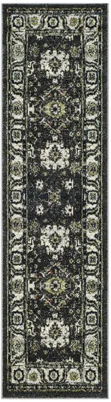 Avicenna Dark Grey Runner Rug in Dark Grey & Ivory by Safavieh