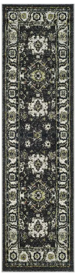 Avicenna Dark Grey Runner Rug in Dark Grey & Ivory by Safavieh