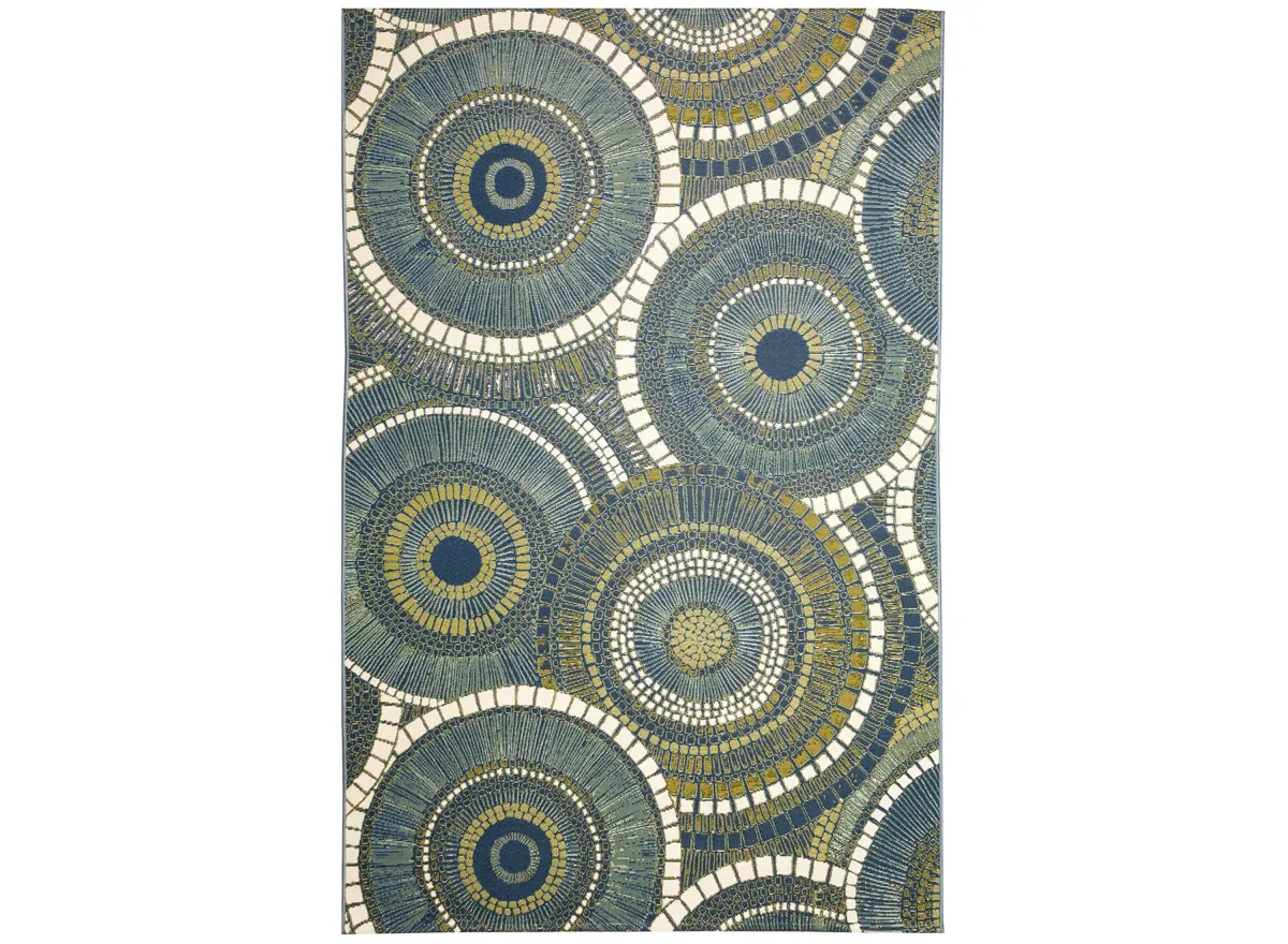 Liora Manne Marina Circles Indoor/Outdoor Area Rug in Azure by Trans-Ocean Import Co Inc