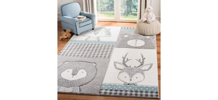 Carousel Animals Kids Area Rug in Gray & Ivory by Safavieh