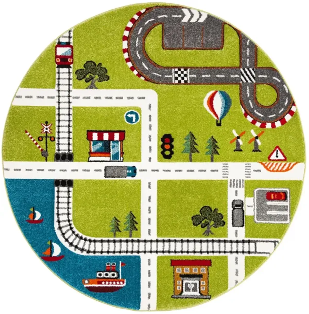 Carousel Cars Kids Area Rug Round