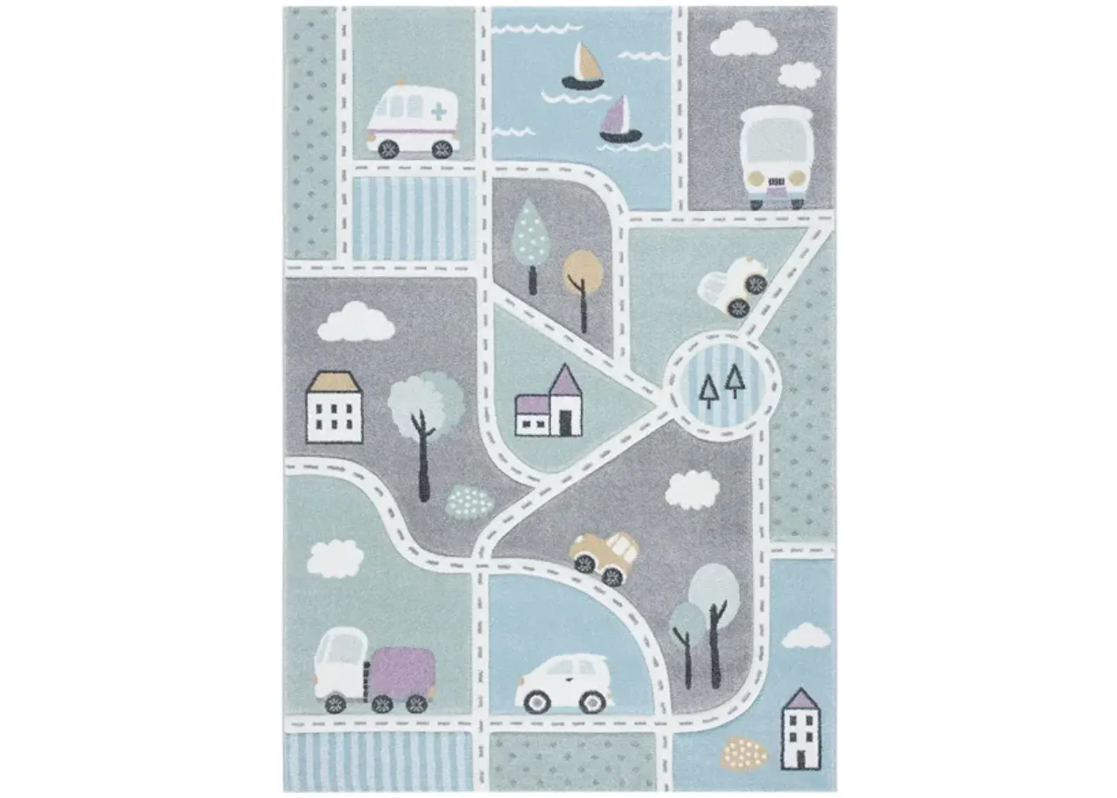 Carousel Cars Kids Area Rug