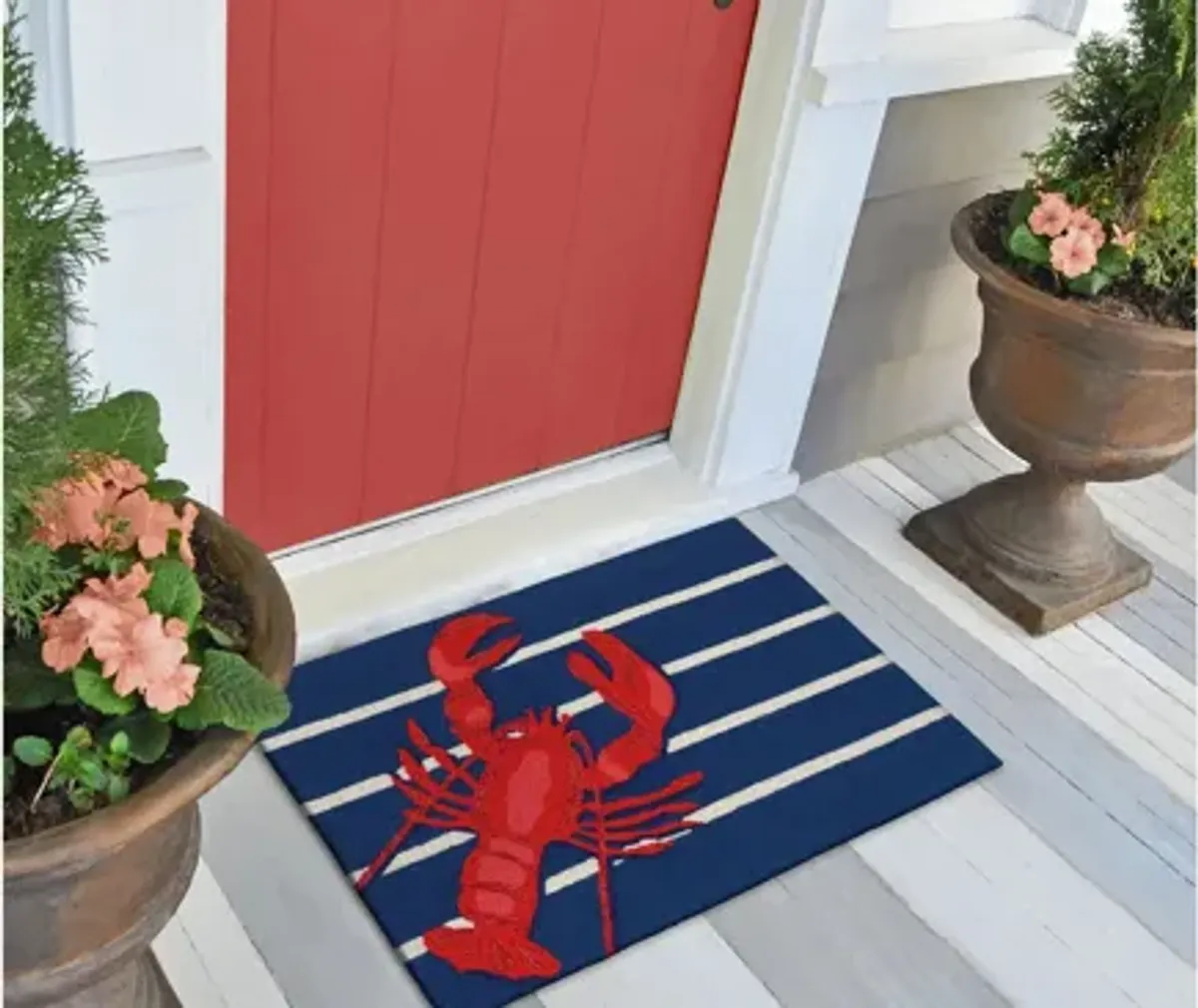 Frontporch Lobster on Stripes Indoor/Outdoor Area Rug