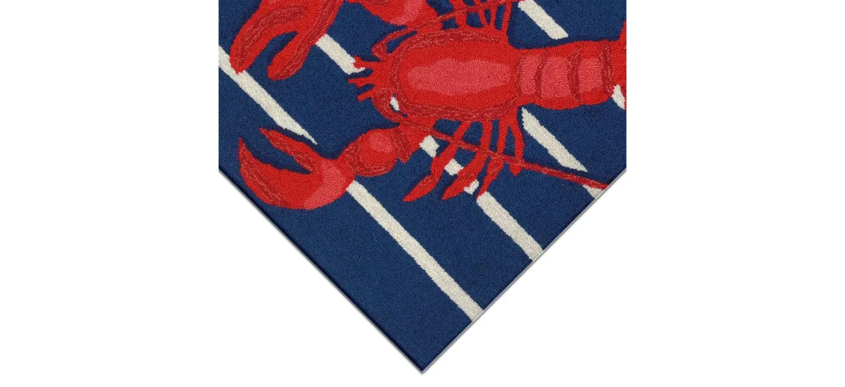 Frontporch Lobster on Stripes Indoor/Outdoor Area Rug