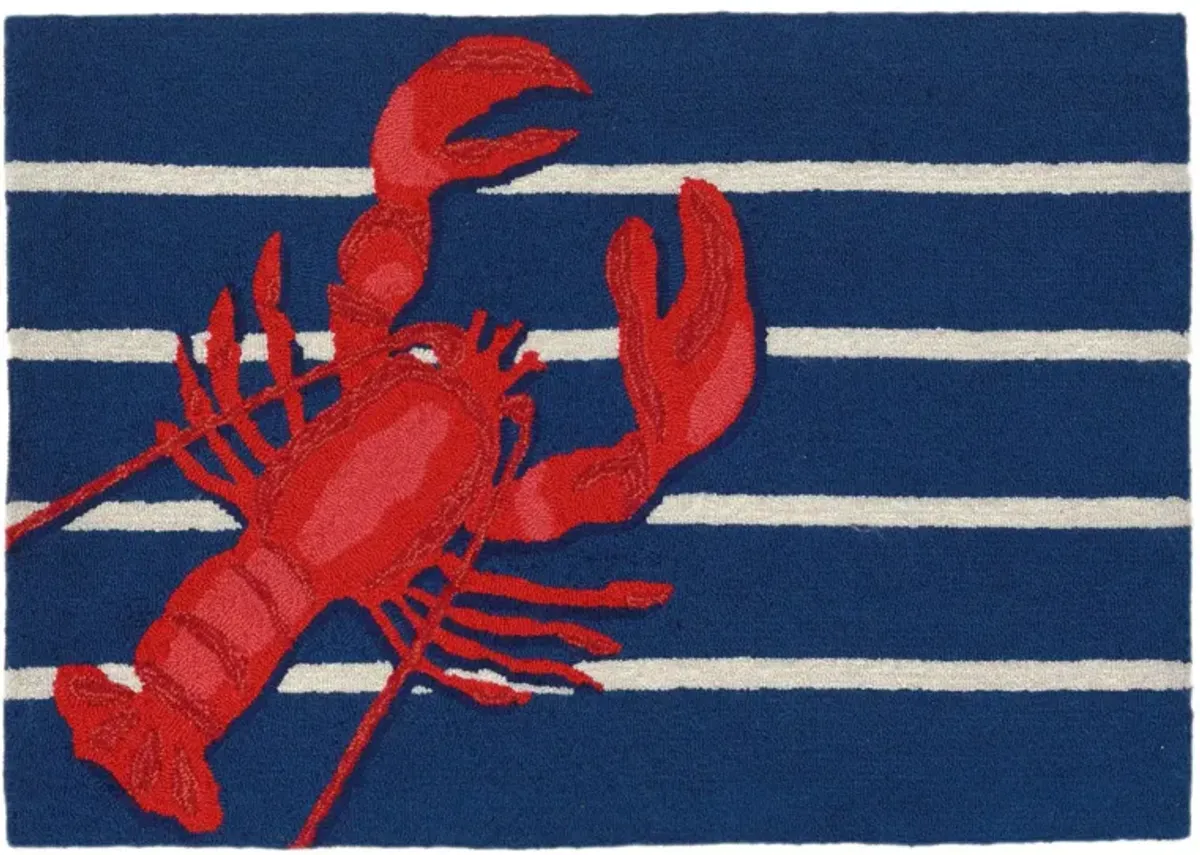 Frontporch Lobster on Stripes Indoor/Outdoor Area Rug