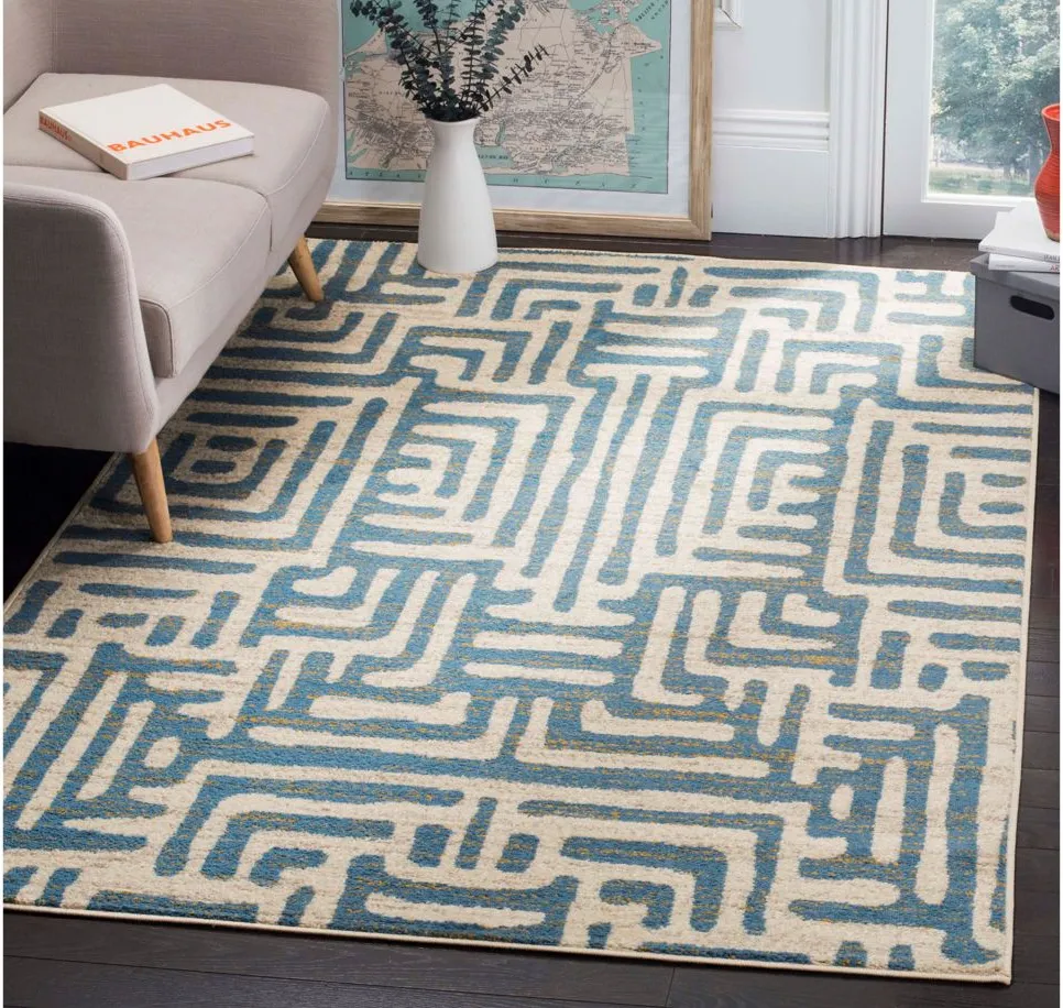 Rhine Blue Area Rug in Ivory / Blue by Safavieh