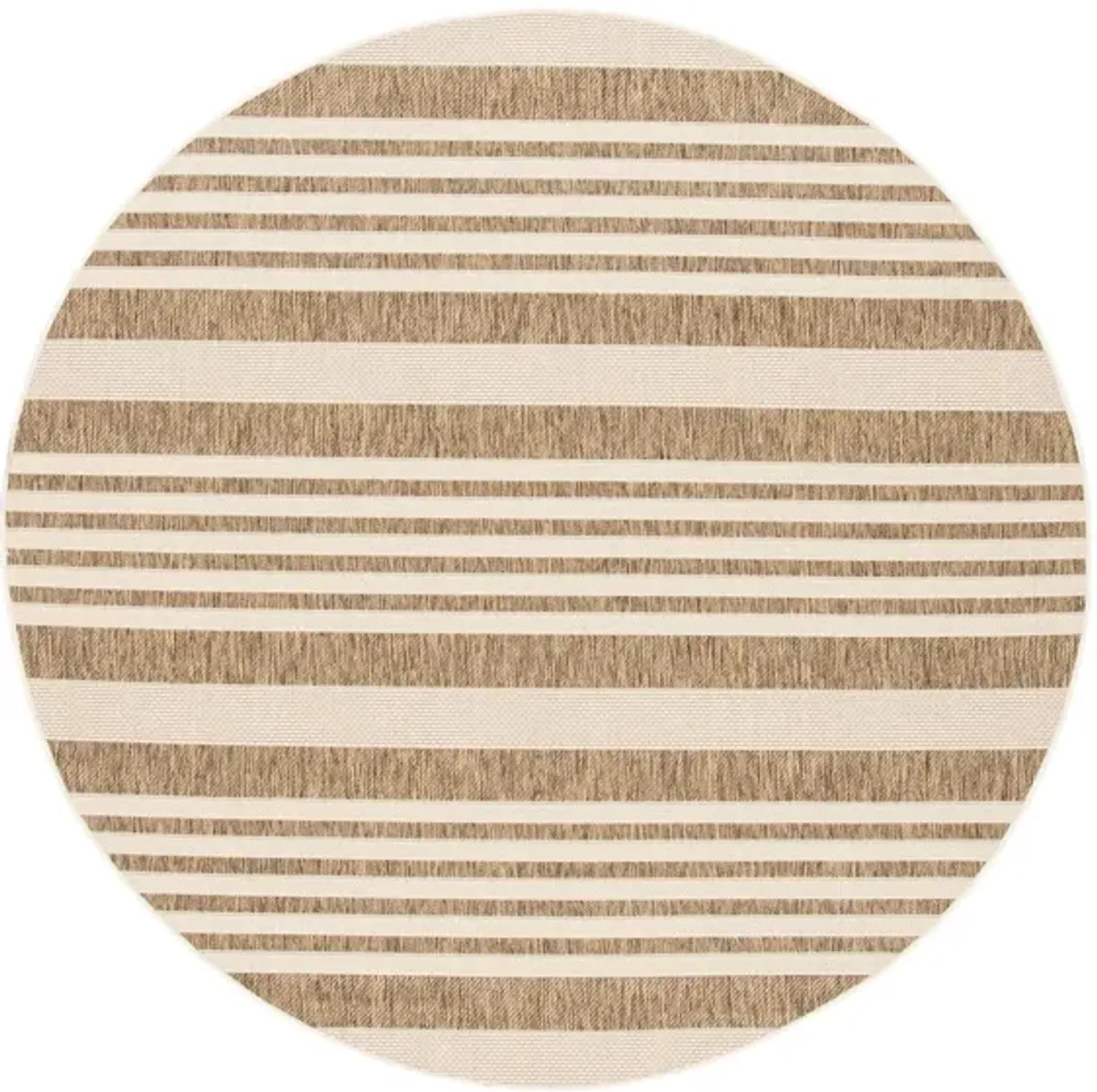 Courtyard Indoor/Outdoor Area Rug Round in Brown & Bone by Safavieh