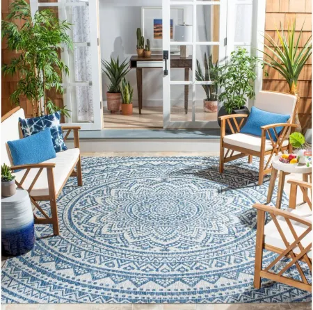 Courtyard Mandala Indoor/Outdoor Area Rug in Light Gray & Blue by Safavieh