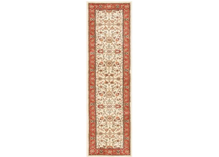 Lyndhurst Runner Rug in Ivory / Rust by Safavieh