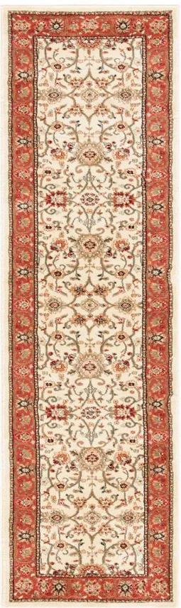 Lyndhurst Runner Rug in Ivory / Rust by Safavieh