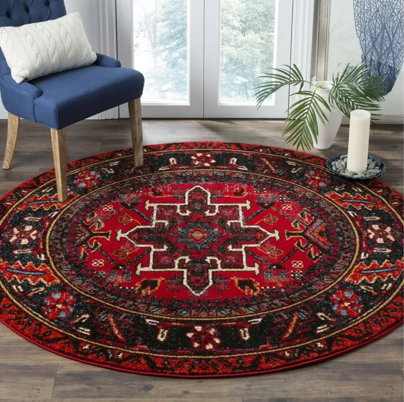 Darius Red Area Rug Round in Red by Safavieh