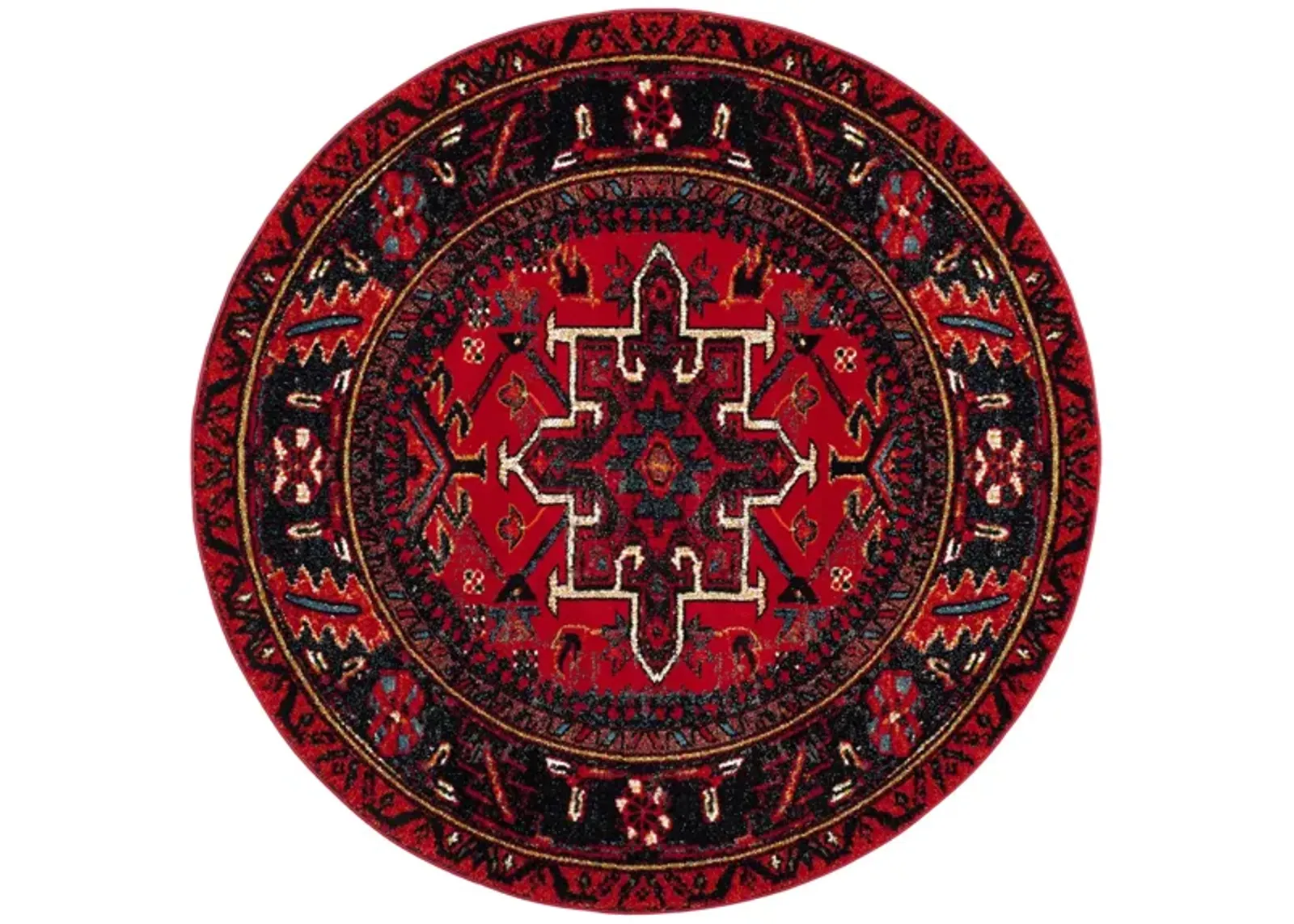 Darius Red Area Rug Round in Red by Safavieh