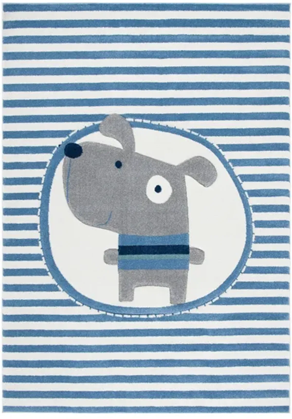 Carousel Puppy Kids Area Rug in Ivory & Blue by Safavieh