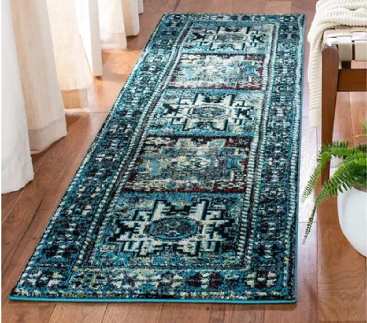 Zagros Light Blue Runner Rug