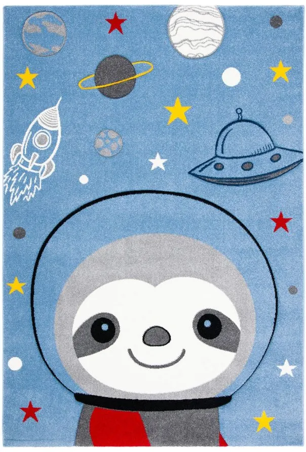 Carousel Sloth Kids Area Rug in Blue & Gray by Safavieh