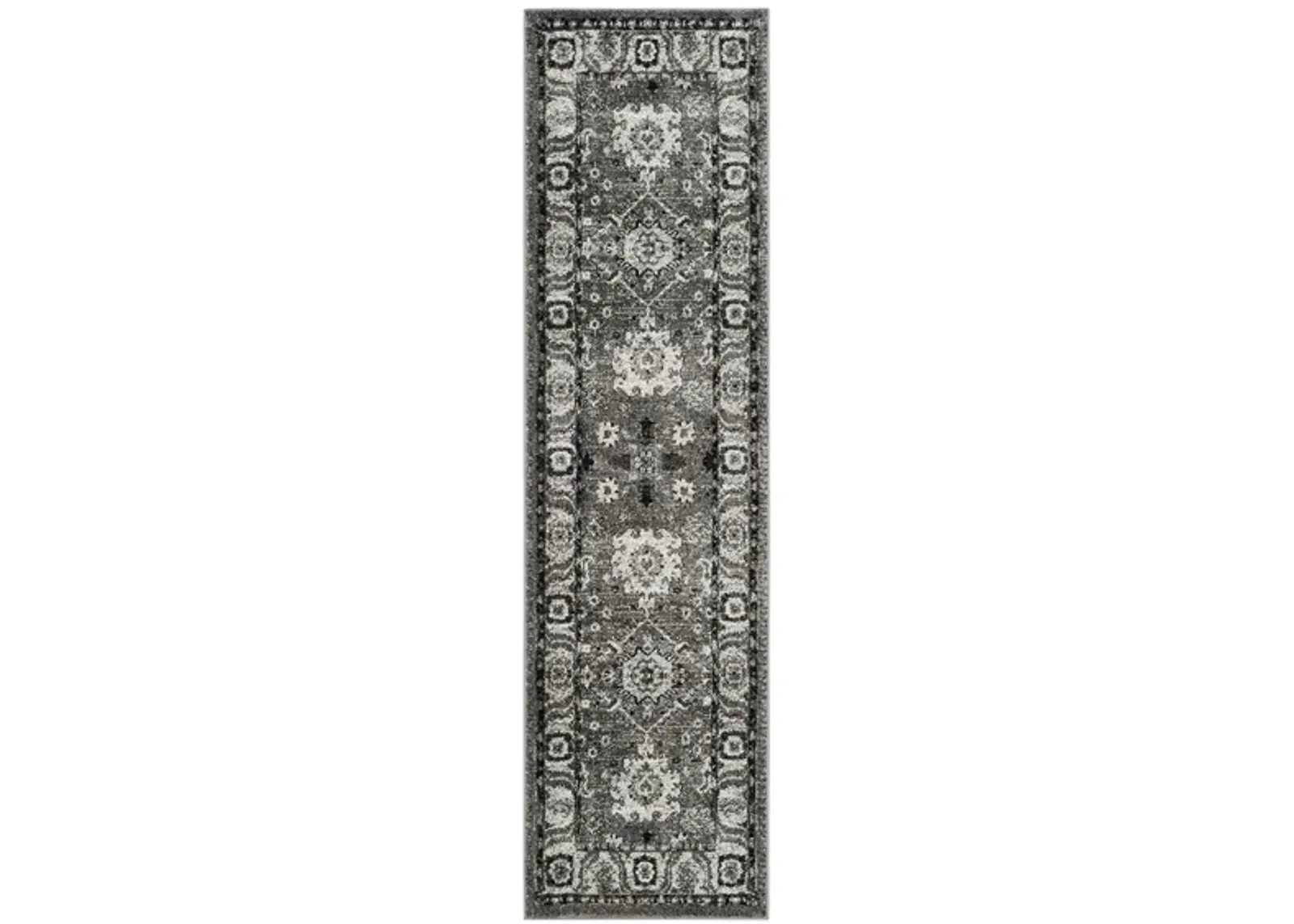 Avicenna Grey Runner Rug in Grey & Black by Safavieh