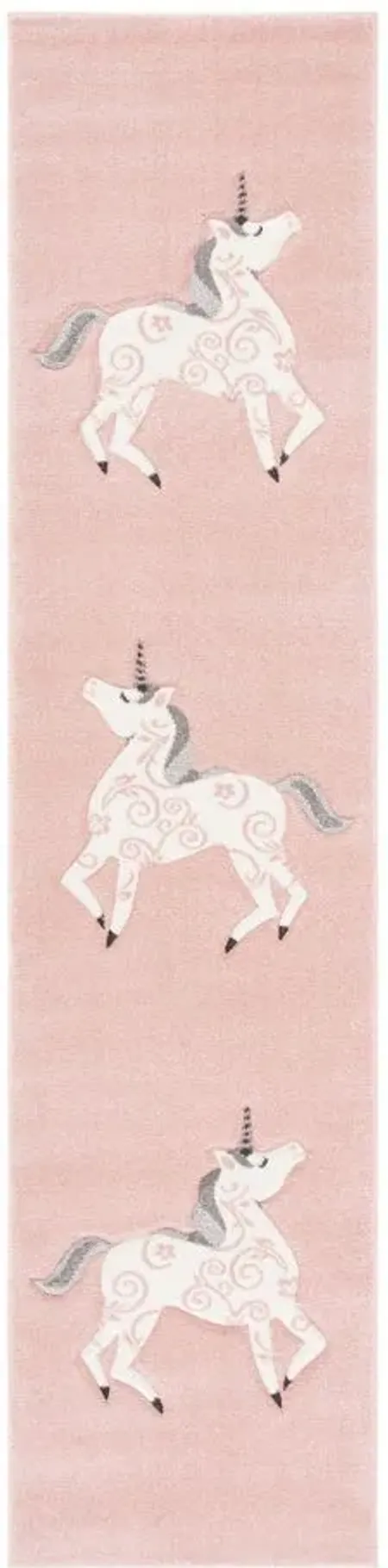 Carousel Unicorn Kids Runner Rug in Pink & Ivory by Safavieh