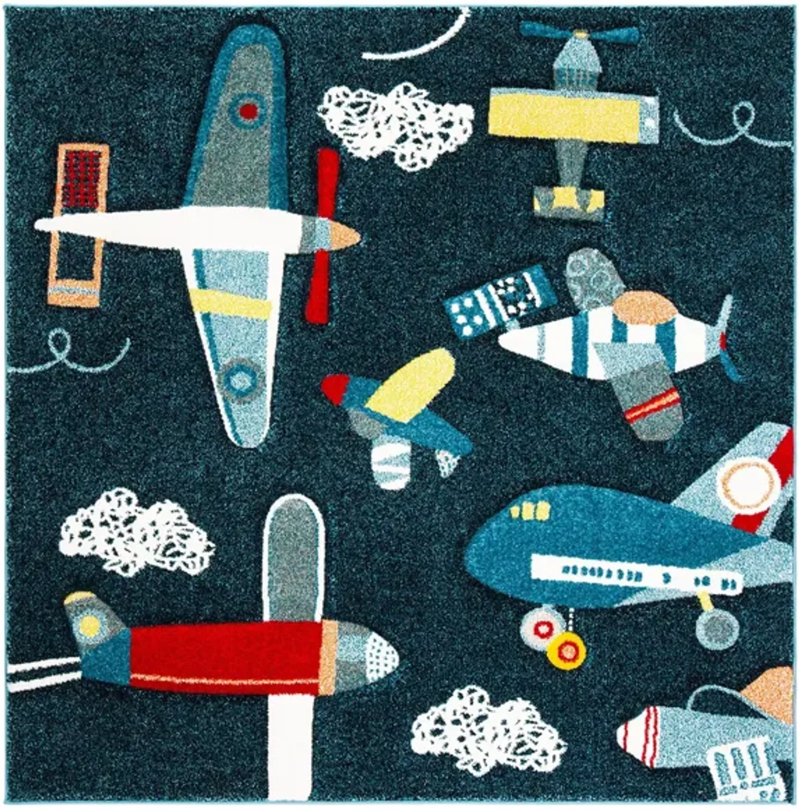 Carousel Planes Kids Area Rug