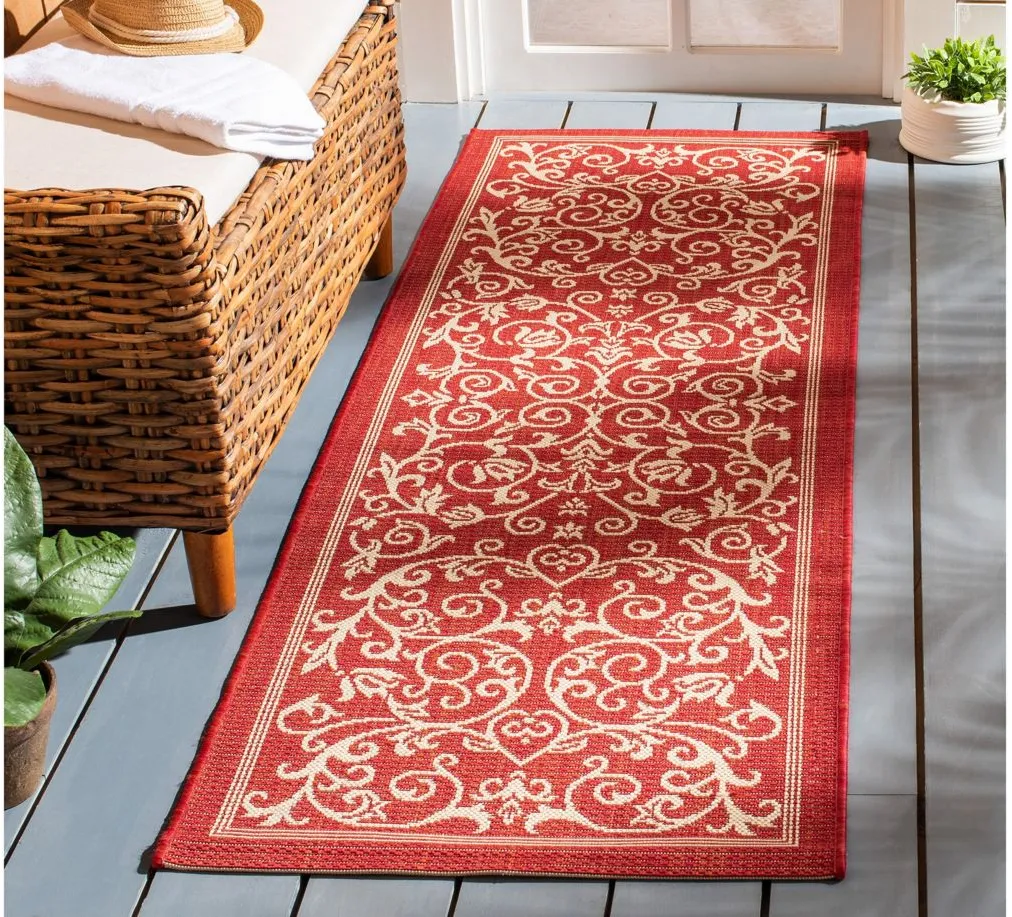 Courtyard Runner Rug in Red & Natural by Safavieh