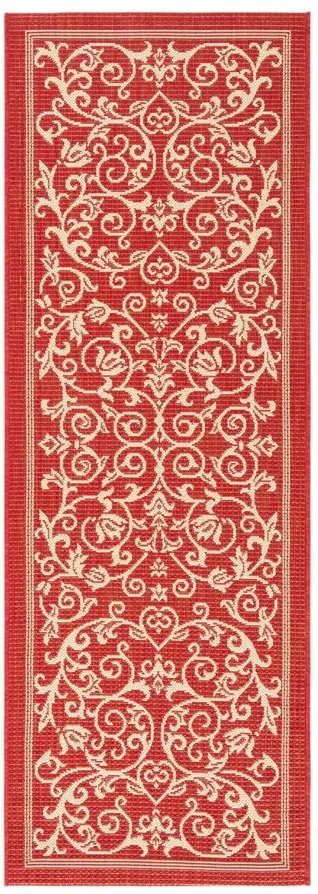 Courtyard Runner Rug in Red & Natural by Safavieh