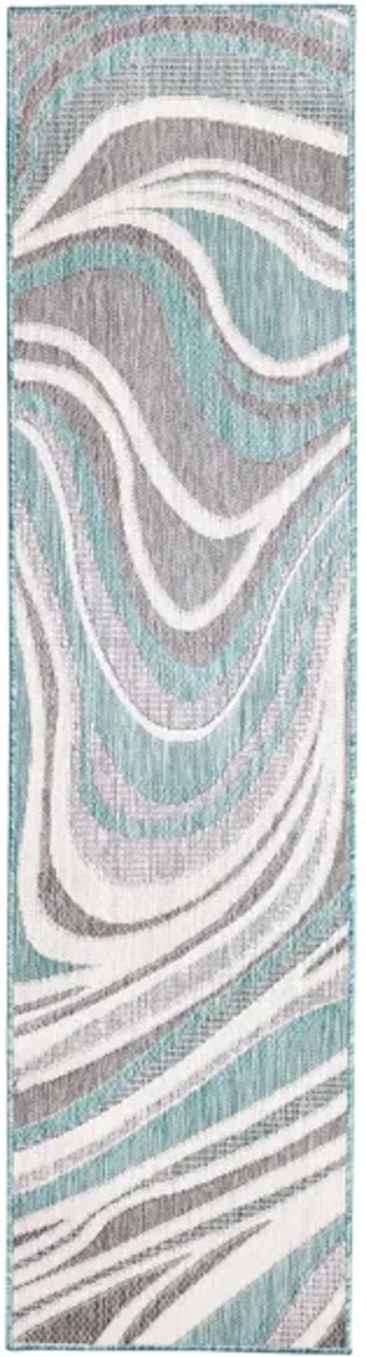 Liora Manne Malibu Waves Indoor/Outdoor Runner Rug in Aqua by Trans-Ocean Import Co Inc