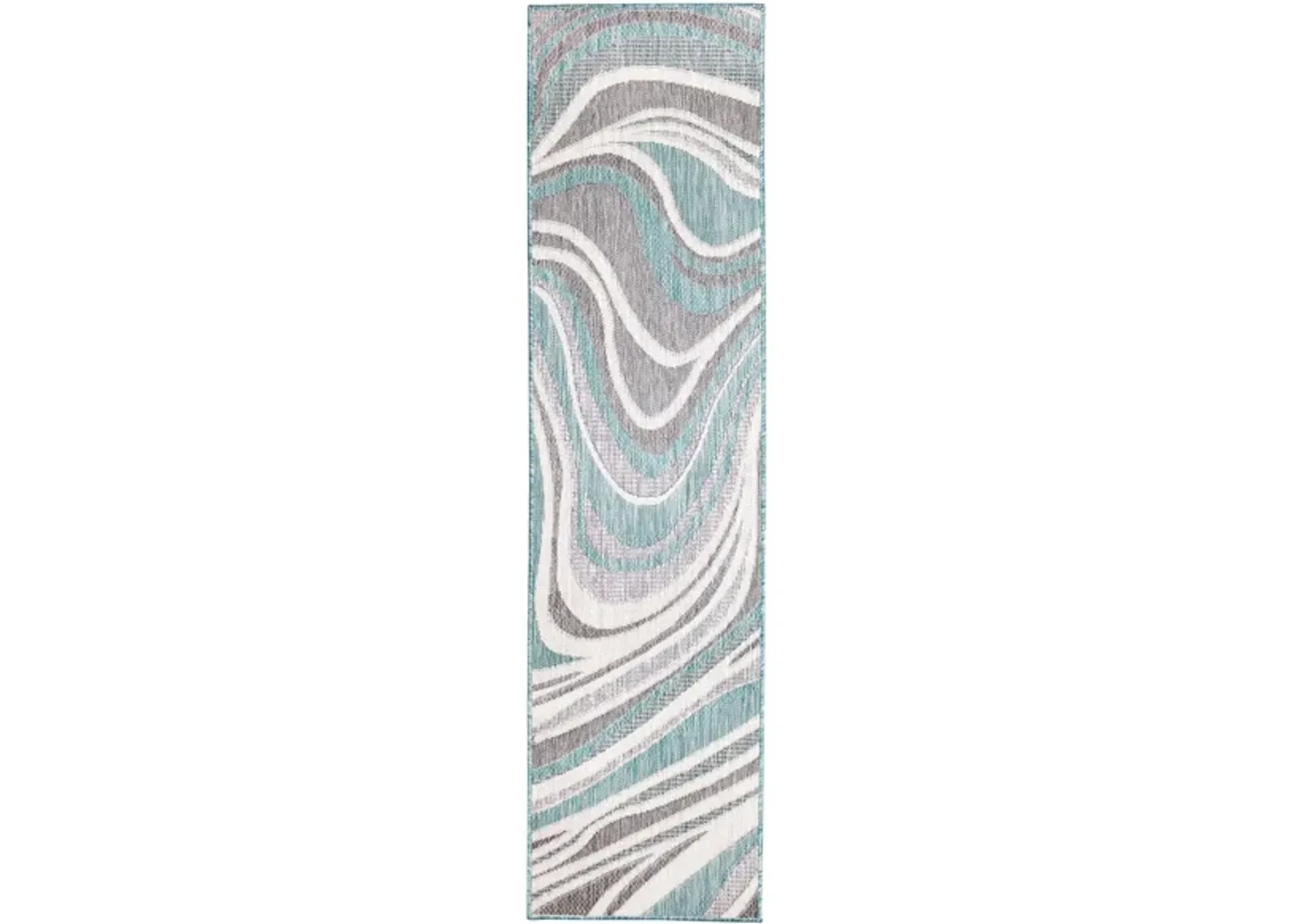 Liora Manne Malibu Waves Indoor/Outdoor Runner Rug in Aqua by Trans-Ocean Import Co Inc