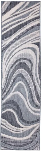 Liora Manne Malibu Waves Indoor/Outdoor Runner Rug in Navy by Trans-Ocean Import Co Inc