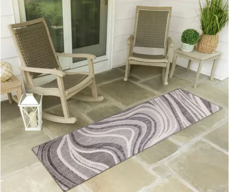 Liora Manne Malibu Waves Indoor/Outdoor Runner Rug in Charcoal by Trans-Ocean Import Co Inc