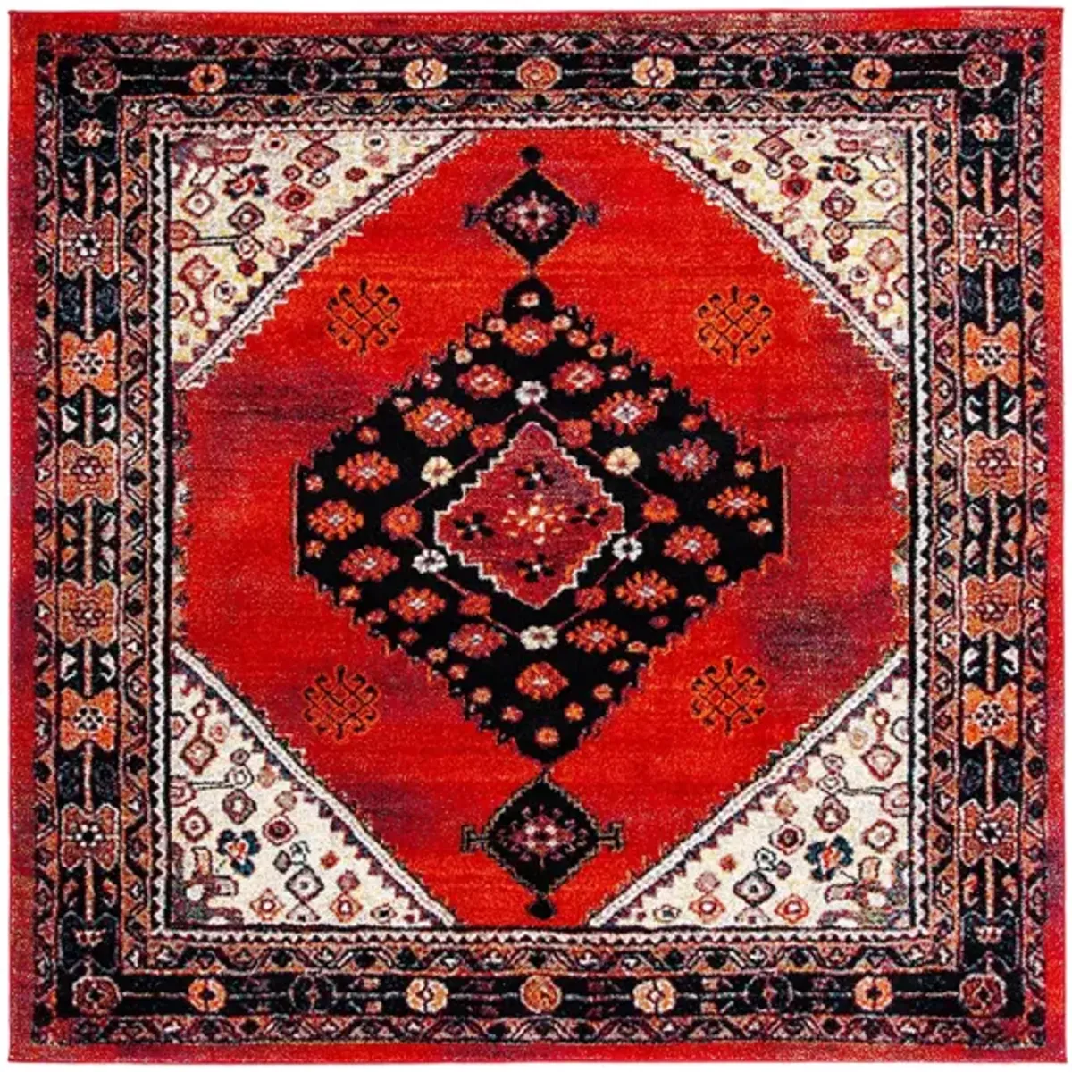 Jahan Area Rug Square in Red & Black by Safavieh