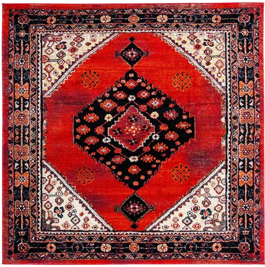 Jahan Area Rug Square in Red & Black by Safavieh