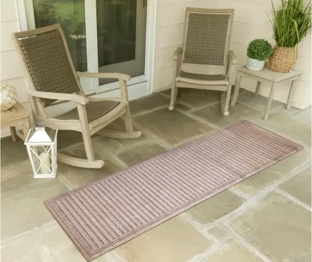 Liora Manne Malibu Simple Border Indoor/Outdoor Runner Rug in Neutral by Trans-Ocean Import Co Inc
